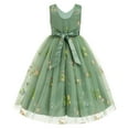 thumbnail image 4 of IBTOM CASTLE Embroidery Flower Girl Lace Dress for Kids Wedding Pageant Party First Communion Dresses Princess Bridesmaid Maxi Gown 4-5 Years Green, 4 of 9