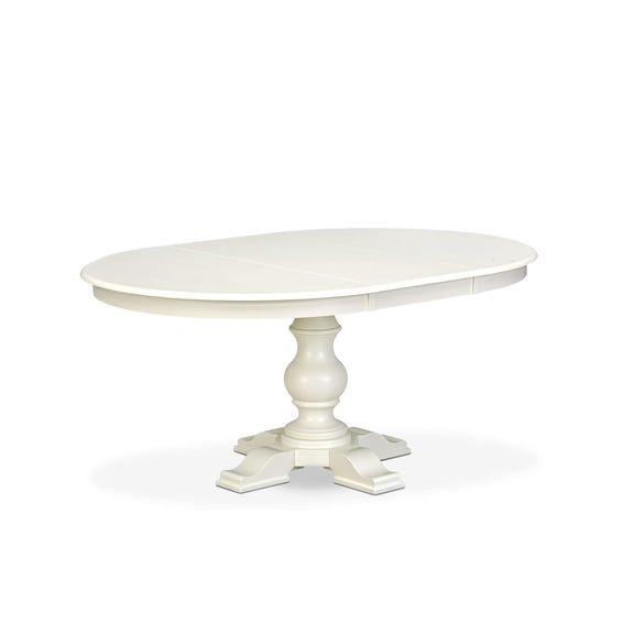 Luxe by East West Furniture Wooden Dining Table with Butterfly Leaf Oval tabletop – Linen White