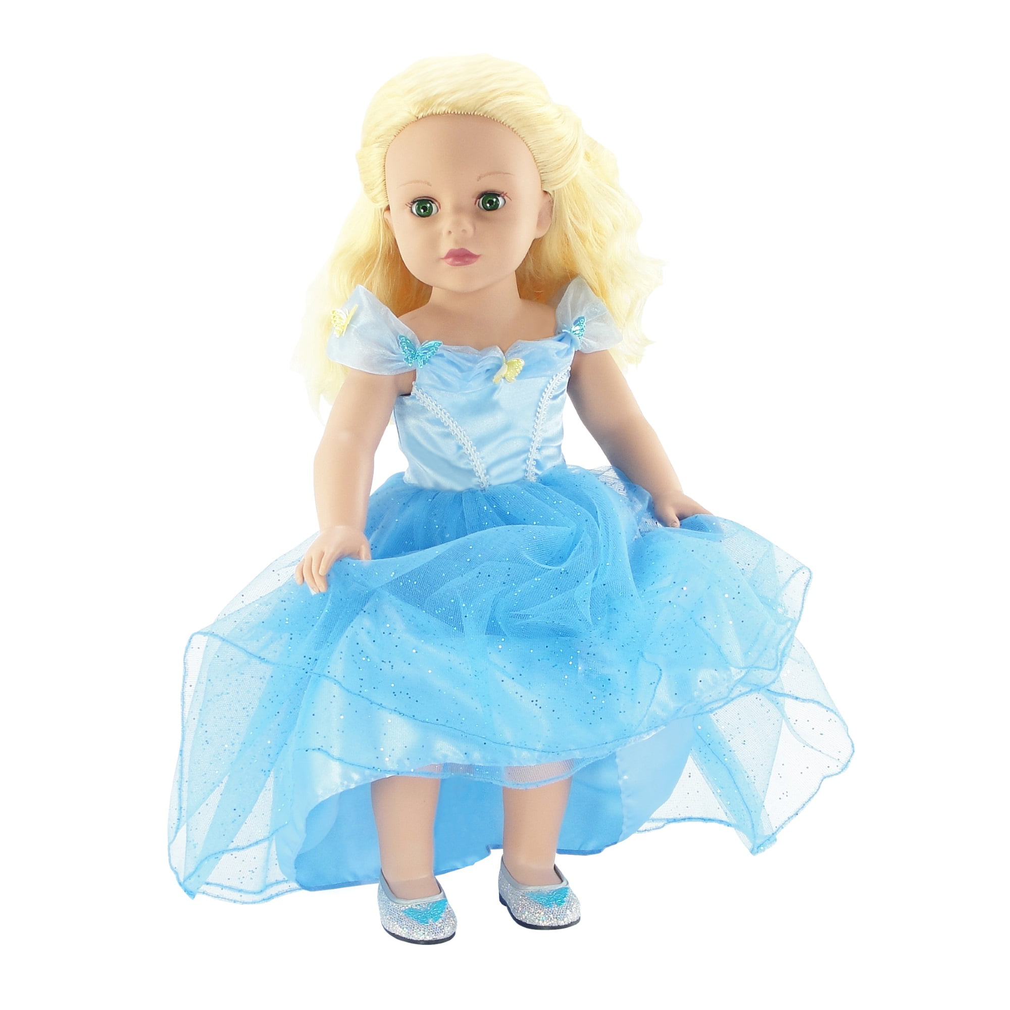 Clear "Glass" Cinderella Princess Slippers fit 18" American Girl Size Doll 