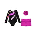 thumbnail image 5 of YONGHS Kids Girls Tumbling Biketard Gymnastics Dance Leotard with Shorts Hair Scrunchies Set Leaves 14, 5 of 7