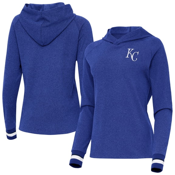 Women's Antigua Heather Royal Kansas City Royals Trek Pullover Hoodie