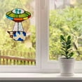 thumbnail image 5 of Alien Cow Dyed Stained Glass Tanning Window Panel, Decorative Painted Ufo Pendant - Ufo & Alien Cow Themed Design, Stained Glass Art - For Home Garden Sunroom Indoor Outdoor, 5 of 5