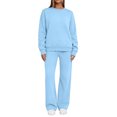 thumbnail image 3 of Women's 2 Piece Casual Outfits Solid Fall Winter Long Sleeve Sweatshirt Tops And Long Pants Set Suits, 3 of 7