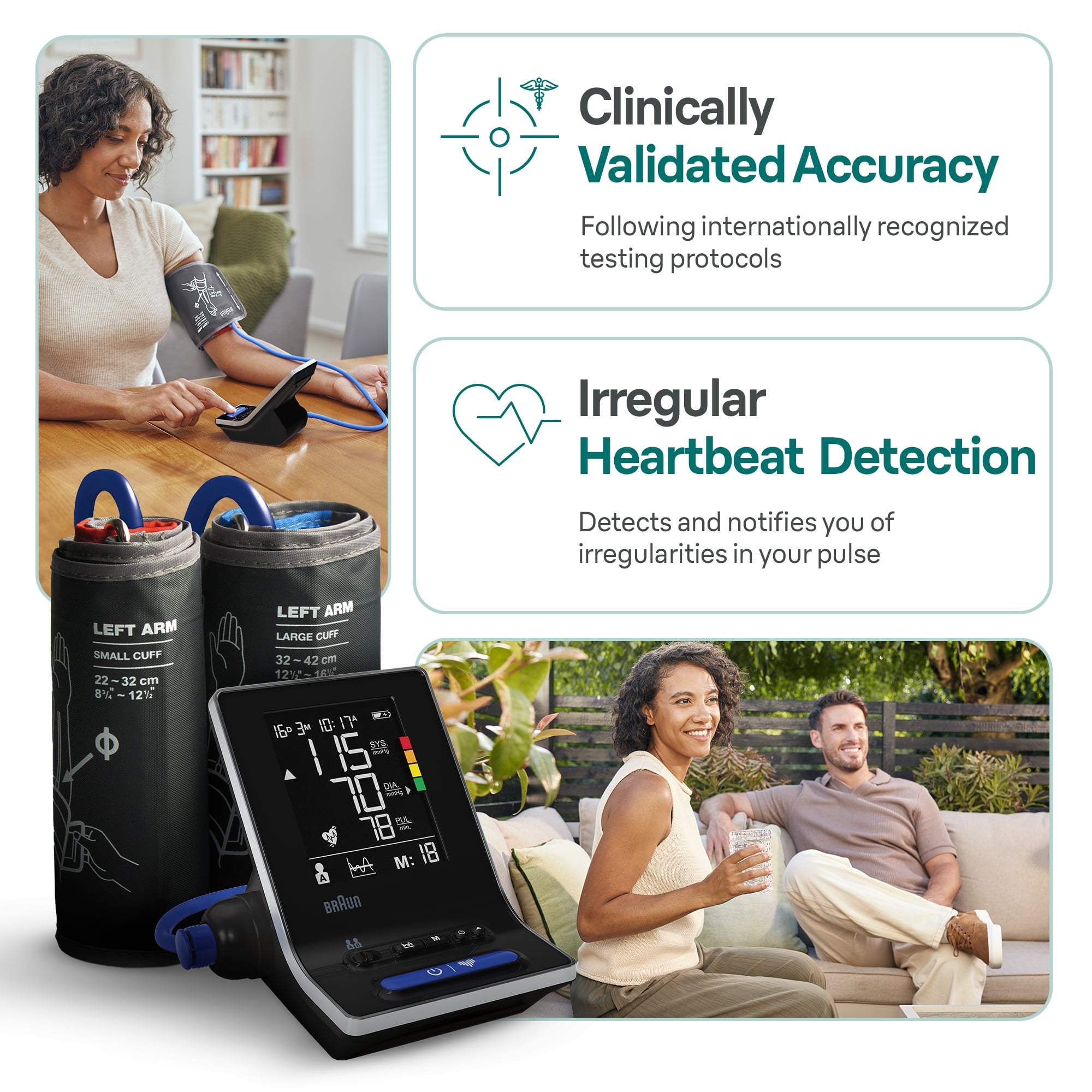 Braun ExactFit 3 Upper Arm Blood Pressure Monitor, Blood Pressure Monitors for Home Use, Two Cuff Sizes, FSA & HSA Eligible, BUA6120US
