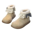 thumbnail image 4 of Quealent Girls & Toddler' Faux Furry Shearling Style Boots, Girls Warm Winter Flat Non-Slip Zip Snow Boots for Indoor Khaki for Size 12.5, 4 of 7
