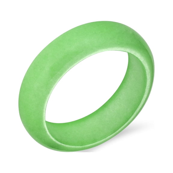 Bling Jewelry Womens Good Luck Energy Natural Green Jade Band Plain Smooth Ring Stackable