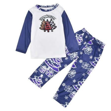 

Family Photo Outfits Children’S Long Sleeve T Shirt Top And Straight Leg Pants Christmas Tree And Letter Print Sleepwear Kid Holiday Casual Pajamas Set Blue 13 Years - 14 Years