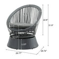 thumbnail image 3 of Vale Contemporary Rattan Lounge Chair, Club Chair with Curved Silhouette, Iron Frame, Waterproof Cushion, Dark Grey, 3 of 9