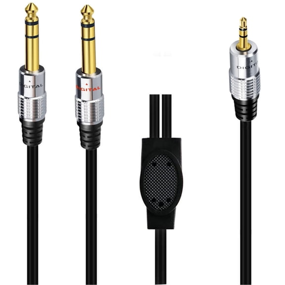 AOOOWER 3.5mm to Dual 6.35mm Stereo Audio Y-Splitter Cable Stereo Audio Cable Wire