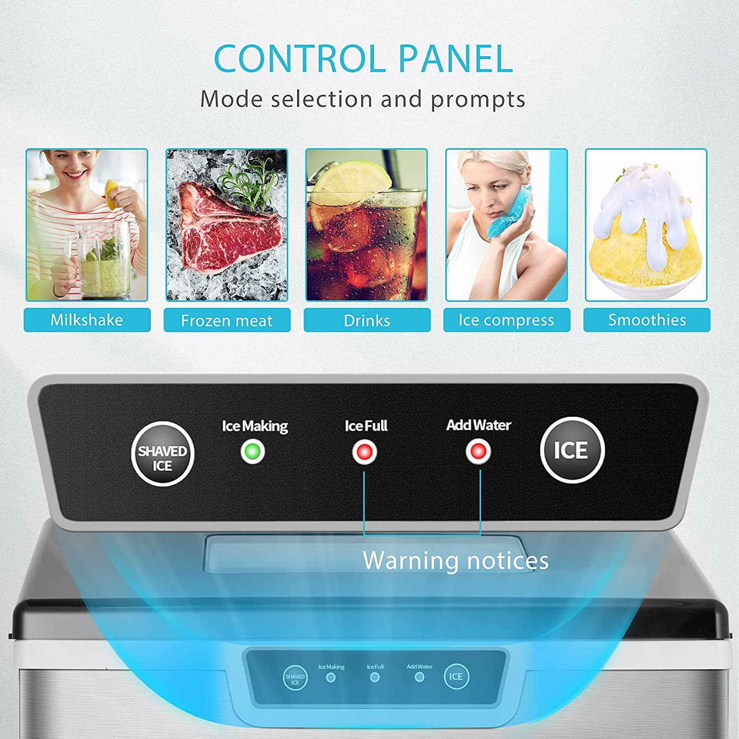 VIVOHOME 2 in 1 Countertop Ice Maker & Shaver Machine, 44Lbs/Day