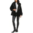 thumbnail image 2 of Women's Faux Fur Coat Winter Lapel Shaggy Warm Fluffy Jacket with Pockets S Black, 2 of 6