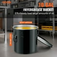 thumbnail image 2 of VEVOR Fryer Grease Bucket, 10 Gal Oil Disposal Caddy Stainless Steel Fryer Oil Bucket Rust-Proof Coating, Oil Transport Container with Lid, Lock Clips, Filter Bag for Hot Cooking Oil Filtering, Black, 2 of 9