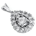thumbnail image 4 of 14K White Gold Diamond Double Teardrop Halo Pendant Mircale Set Charm 0.90" 1 CT, 4 of 6