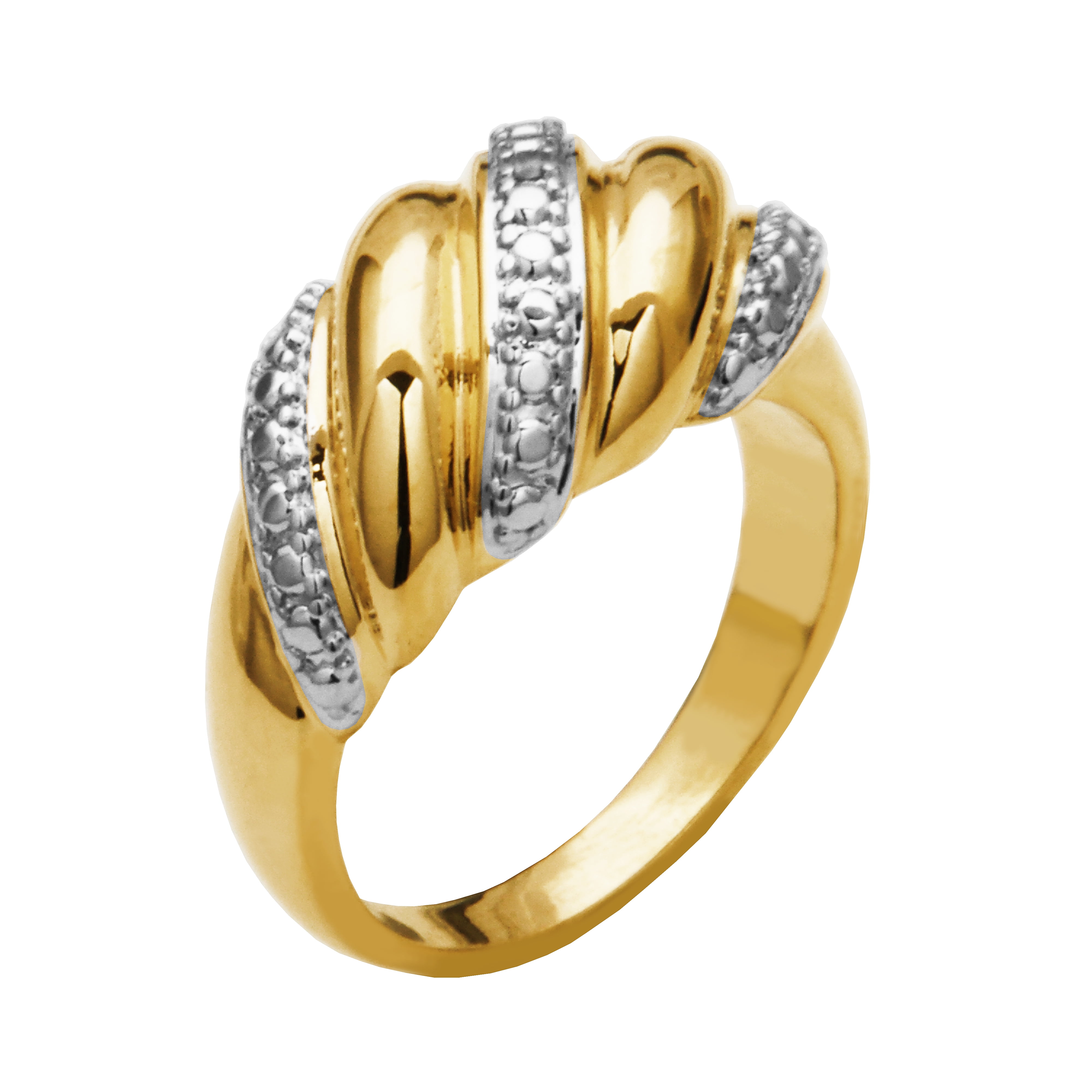 Forever Facets Diamond Accent Swirl Bombe Ring in Two-Tone Rhodium over Bronze, Adult Female