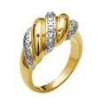 thumbnail image 2 of Forever Facets Diamond Accent Swirl Bombe Ring in Two-Tone Rhodium over Bronze, Adult Female, 2 of 6