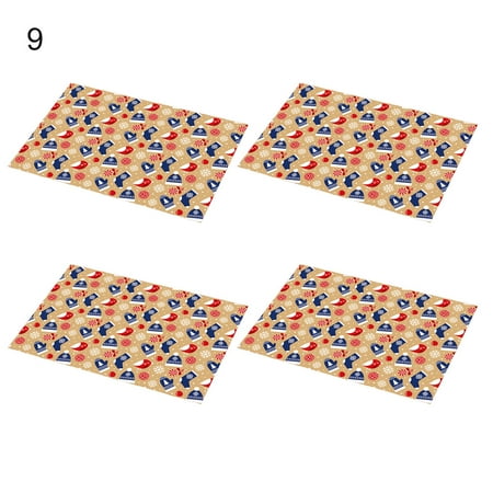 

4Pcs Christmas Placemat Waterproof Decorative PVC Eye-catching Xmas Heat Resistant Dining Mat for Kitchen