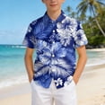 thumbnail image 2 of Ulanda Boy's Hawaiian Shirt Short Sleeve Casual Button Down Beach Aloha Shirt Kids Summer Luau Hawaii Shirts 1-13 Years (Blue, 11-12 Years), 2 of 7