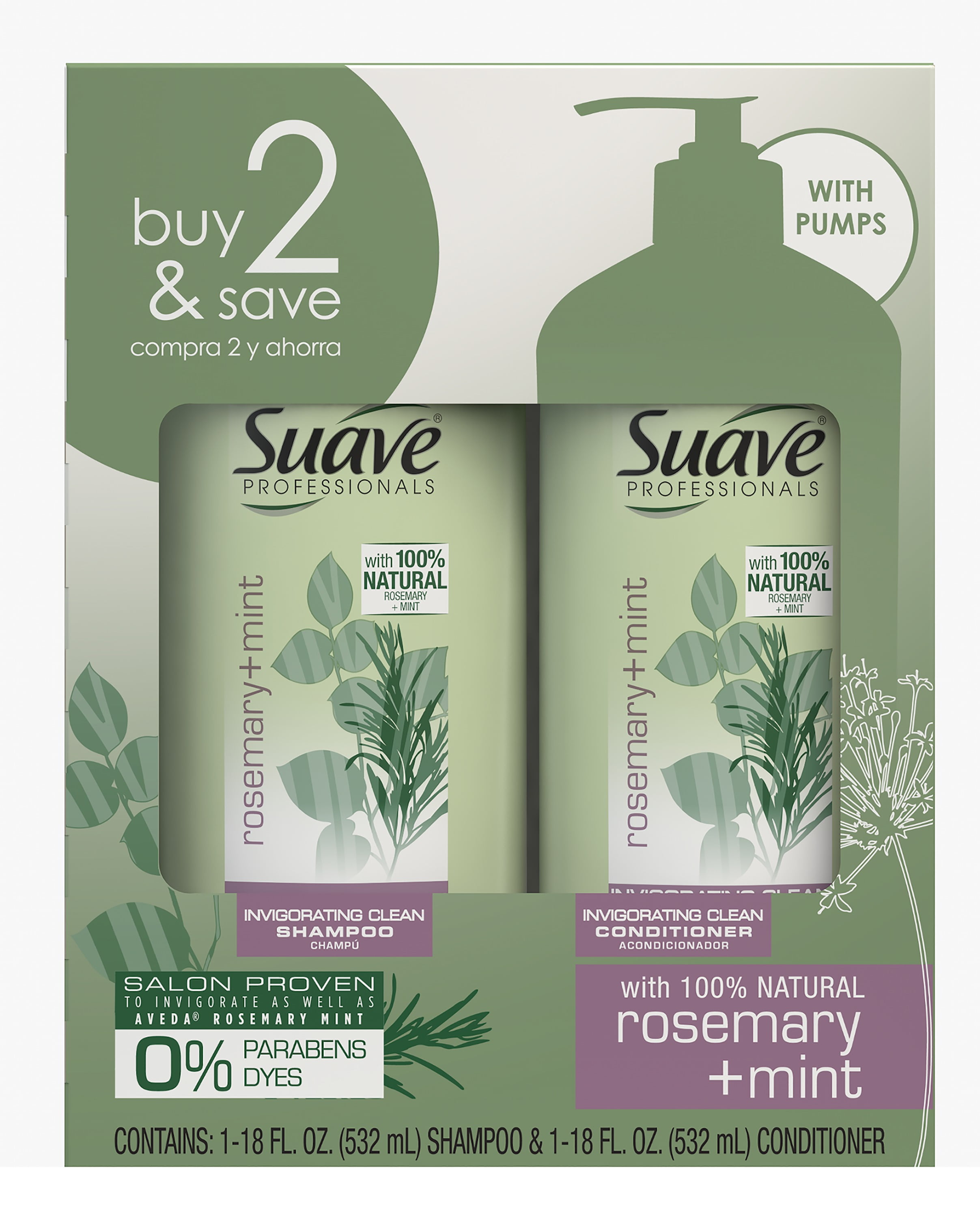 Suave Professionals Shampoo And Conditioner Rosemary Mint 18 Oz 2 Ct 