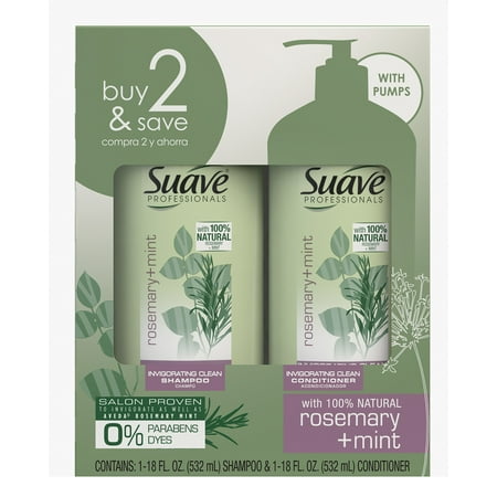 Suave Professionals Shampoo and Conditioner Rosemary Mint 18 oz, 2 (Best Professional Hair Shampoo And Conditioner)