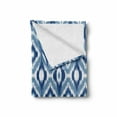 thumbnail image 2 of Ikat Soft Flannel Fleece Throw Blanket, Old Design Regular Multi-Shaft Loom Uneven Twill Trend Motif, Cozy Plush for Indoor and Outdoor Use, 60" x 80", Dark Blue and White, by Ambesonne, 2 of 6