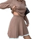 thumbnail image 3 of Conjunto de 2 Piezas Vintage con Cuello Tipo , Larga, Falda Corta y Cintura Alta para Mujer Color Caramelo L, 3 of 8