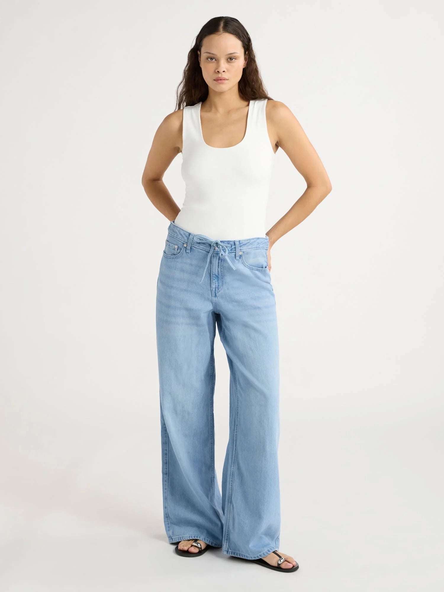 Scoop Women’s and Women's Plus Relaxed Low Slung Jeans, Sizes 0-28 Plus