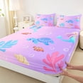 thumbnail image 4 of Erosebridal Sea Turtle Mermaid Kids Full Size Sheets, Pink Purple Cartoon Bed Sheets, 4 Pieces, 4 of 5