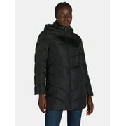 Big Chill Women's and Women's Plus Chevron Quilted Puffer Jacket with Hood, Sizes S-3X