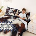 thumbnail image 3 of jejeloiu Nautical Aztec Bed Sheets,Cowhide Print Full Size Sheets For Boys,Blue Brown White,4-Piece,1 Flat Sheet, 1 Fitted Sheet and 2 Pillowcases, 3 of 6