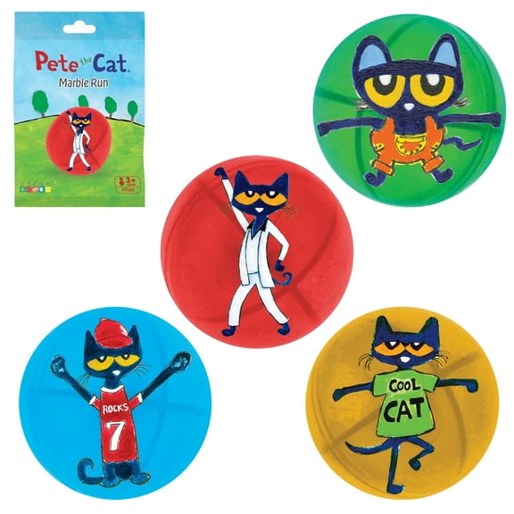 PicassoTiles Marbles for Marble Run Magnetic Tiles for Kids – Pete the Cat Theme 4PCS STEM Building Blocks Balls Toy