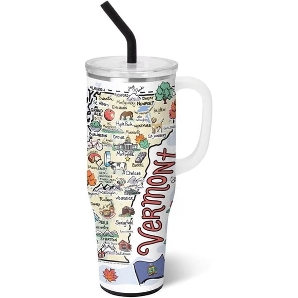 Swig Life 40oz Mega Mug, 40oz Tumbler with Handle and Straw, Extra Large Insulated Tumblers, Cup Holder Friendly Travel Mug (Vermont)