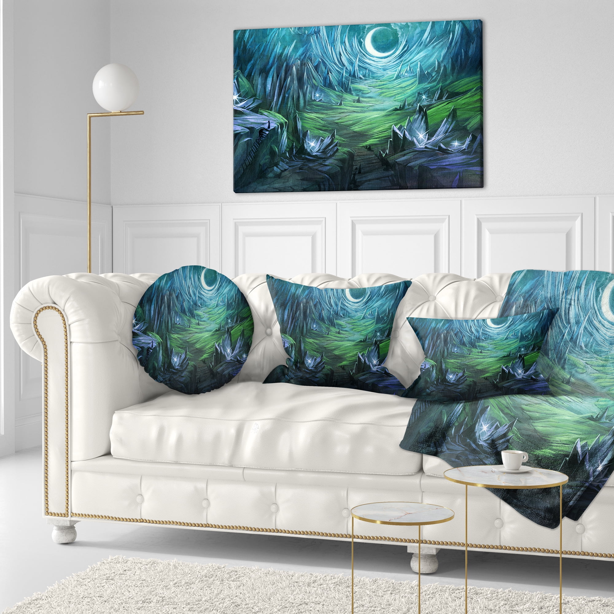 Designart Twilight Valley Landscape - Abstract Throw Pillow - 12x20