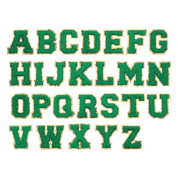 Uxcell Letters Patches, 26 Pcs Initial Letter A-Z Self-Adhesive Patch Embroidered Fabric 2.76 Inch Alphabet Stickers for Clothes Hats Makeup Bags DIY, Dark Green