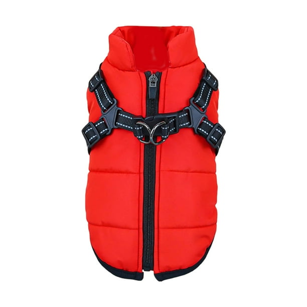 Chaleco de invierno con arnés integrado Chaqueta de esquí cálida para perros y gatos Ropa para clima frío al aire libre