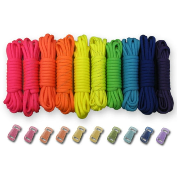 Paracord Planet Kits de Bricolage Combo Paracorde Type III 550lb avec Boucles – 100 Pieds