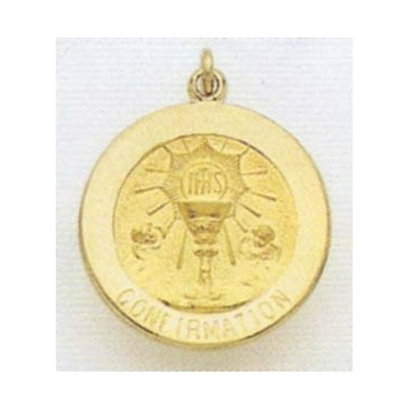 Picturesongold.Com Confirmation Religious Medal - 1/2 inch (12.0mm) Solid 14K Yellow Gold