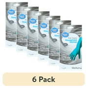 (6 pack) Great Value Latex Multipurpose Reusable Household Gloves, BPA-Free, Teal Color, Medium Size