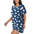 thumbnail image 2 of Kdxio Cute Goose On Blue Sky Print Pajamas Sets for Women Short-Sleeved Pjs with Lounge Shorts Two Piece Sleepwear S-4XL, 2 of 5
