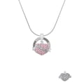 thumbnail image 2 of Delight Jewelry Silvertone Believe Banner on Pink Crystal Heart Hero Ring Charm Necklace, 18", 2 of 4