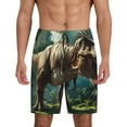 thumbnail image 1 of Balery Green Forest Dinosaur Pantalones cortos de pijama de punto de algodón para hombre con cinturilla y bolsillos-Large, 1 of 6