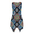 thumbnail image 6 of HELLHERO Sleeveless Sleeveless Sundress, Floral Medallion Pattern Summer Sleeveless Dress Polyester Crew Neck Ladies Irregular Hem Casual Dress Side Pockets, 6 of 8