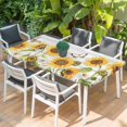 thumbnail image 2 of Yellow Sunflowers Table Cloths for 4 Foot Rectangle Tables, Vintage Country Flowers Butterfly Wood Board Patio Waterproof Elastic Fitted Tablecloths, Washable Rectangular Table Cover for Camping, 2 of 8