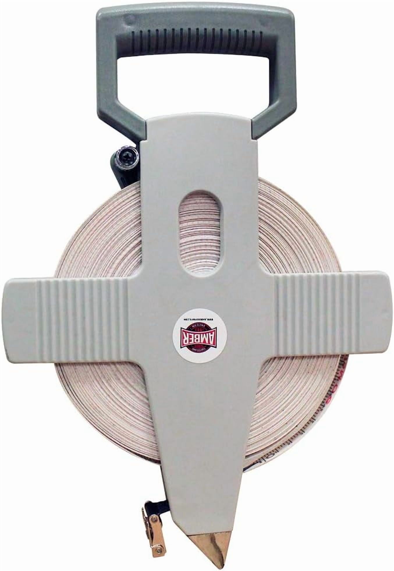 Open Reel Measuring Tape Vinyl Fiberglass, Double-Sided, Heavy-Duty Polyethylene Case, Hand Crank, for Fields, Landscaping, Building & Surveying, 165ft
