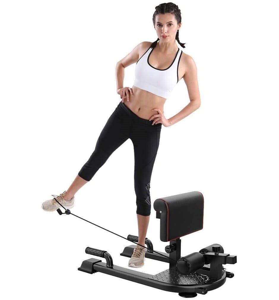 Iron Bar 8-in-1 Multifunction Squat Machine Deep Sissy Squat, Push Up Ab Workout Home Gym with 2 Resistance Handles, Sit Up Exercise Fitness Equipment Ab Trainer Adjustable Machine (Black)