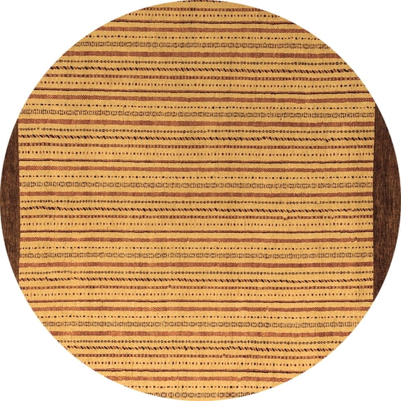 Ahgly Company Machine Washable Indoor Round Abstract Brown Modern Area Rugs, 7' Round