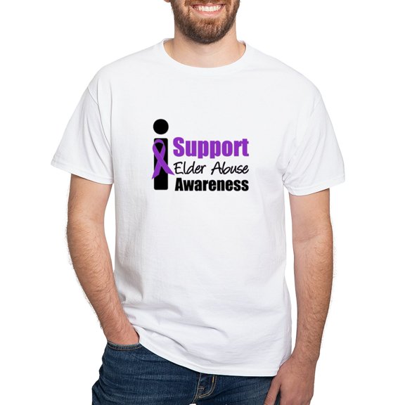 CafePress - Elder Abuse Support White T Shirt - Men's White Classic Cotton T-Shirts