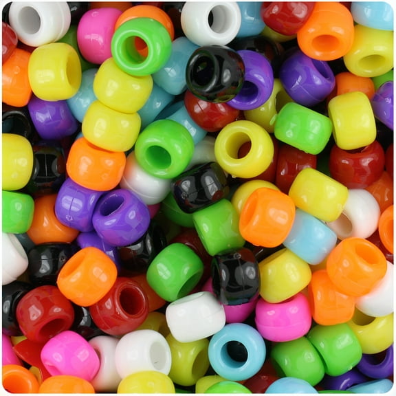 BeadTin Opaque Multi 9mm Barrel Pony Beads (500pc)