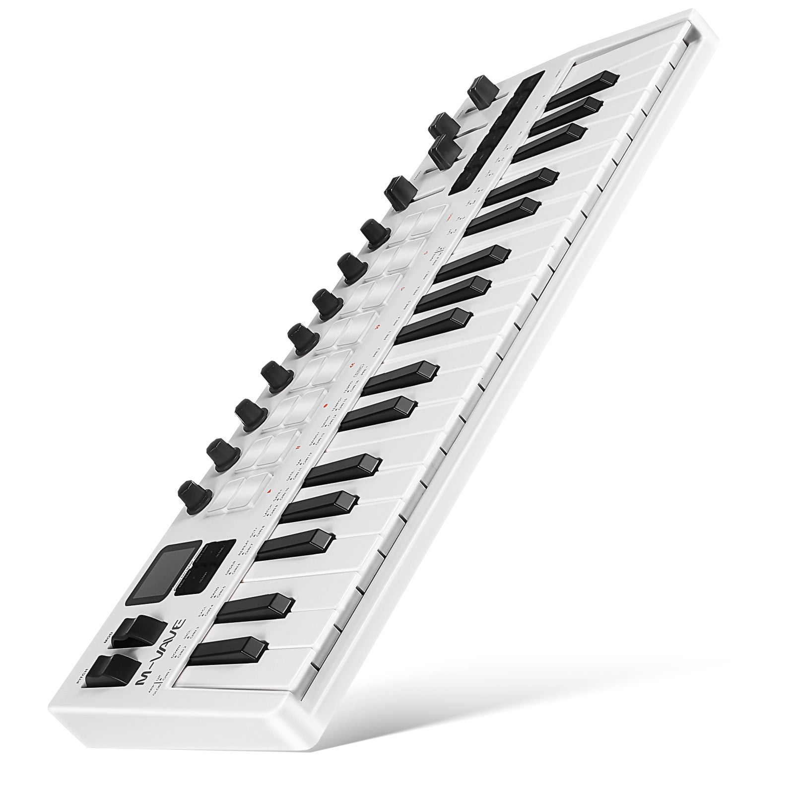 OFFIGAM 1Set MIDI Keyboard 37 Key Portable Keyboard Controller with Backlit Pads White 18.00X7.11X1.97in