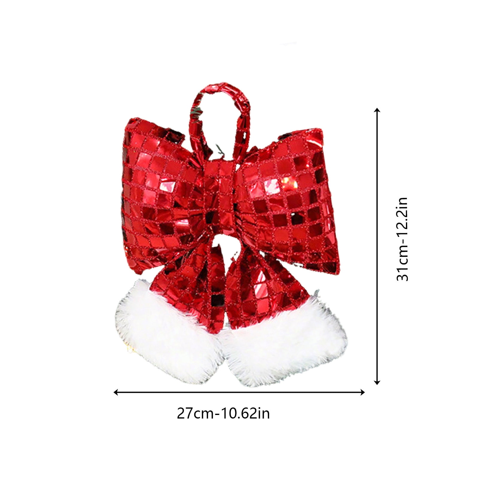 Red Bows For Christmas Tree,Christmas Bow Sequin Christmas Tree Bow Glitter Christmas Wreaths Bow Creative Wreath Bow Luxury Xmas Tree Ribbon for Xmas Tree Decoration 1PCS (Red, L)