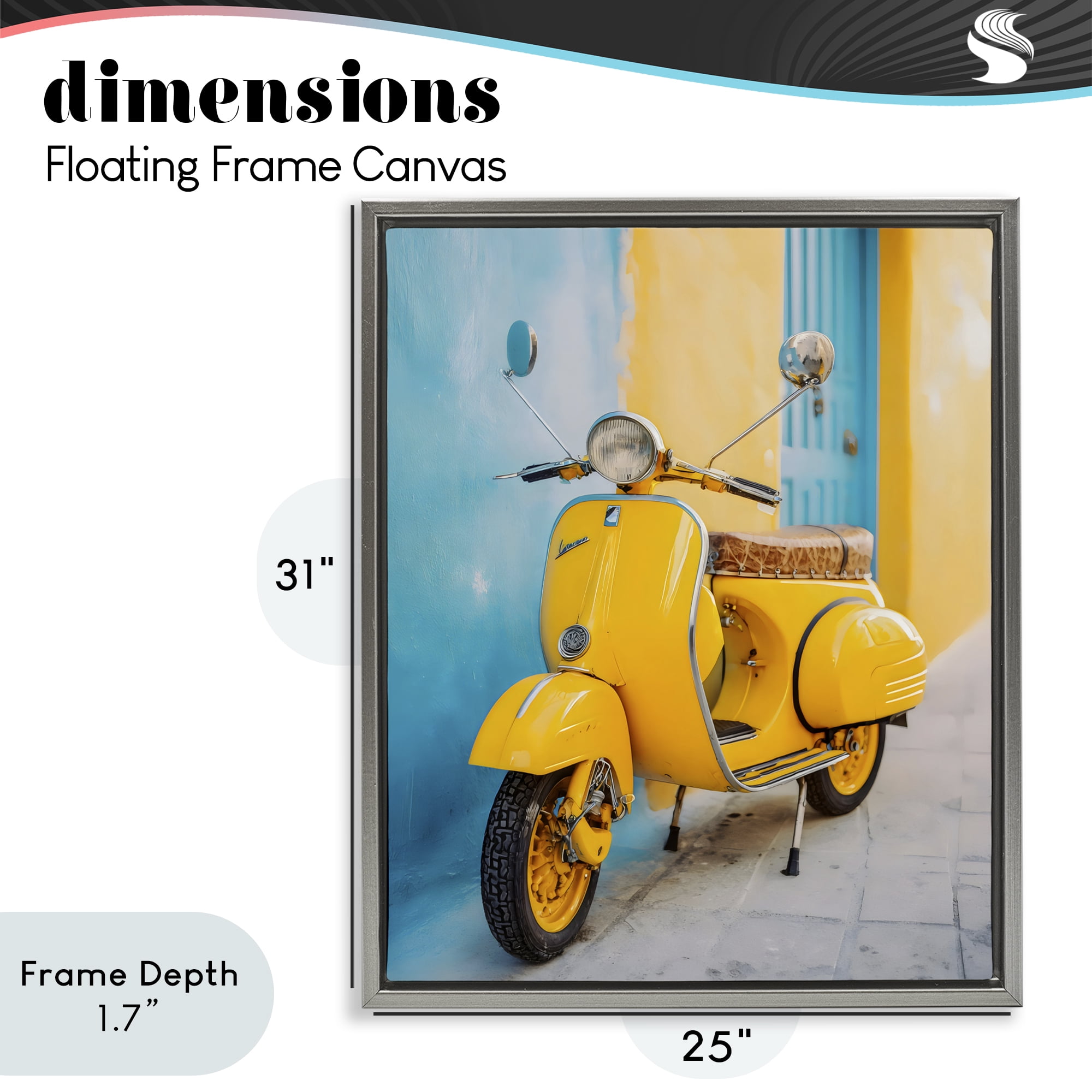 Stupell Industries Sunny Ride Vintage Moped Gray Framed Floater Canvas Wall Art, design by Franklyn Gregory